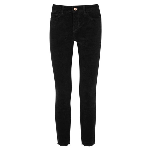 DL1961 MARGAUX CROPPED CORDUROY JEANS IN BLACK 26 - Picture 1 of 6
